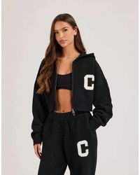 CERNUCCI - C Intarsia Cropped Zip Through Hoodie - Lyst