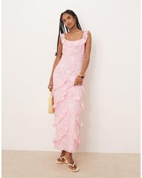 Pretty Lavish - Ruffle Jacquard Maxi Dress - Lyst