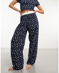ASOS - Mix & Match Ditsy Print Pyjama Trouser With Exposed Waistband And Picot Trim - Lyst