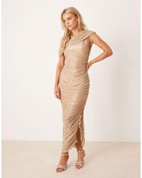 Forever New - – asymmetrisches, gerafftes midaxi-kleid aus netzstoff - Lyst