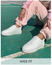 ASOS - Wide Fit Duet Flatform Lace Up Trainers - Lyst