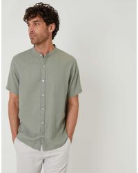 Threadbare - Grandad Collar Linen Blend Short Sleeve Shirt - Lyst