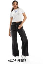 ASOS - Asos Design Petite Wide Leg Dad Jeans - Lyst