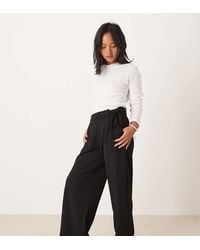 JDY Petite - Pantaloni A Fondo Ampio Sartoriali Neri Con Laccetti - Lyst