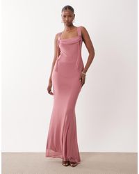 ASOS - Square Neck Cowl Maxi Dress With Tie Neck Detail - Lyst