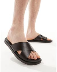 ASOS - – sandalen aus braunem kunstleder mit überkreuzten riemen - Lyst