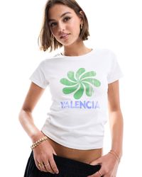 ASOS - Camiseta blanca con diseño encogido y estampado gráfico "valencia" - Lyst