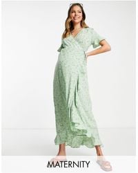 Vero Moda - Vero Moda - Zwangerschapskleding - Nette Midi-jurk Met Overslag En Bloemenprint - Lyst