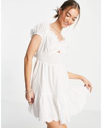 river island blue puff sleeve dress
