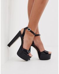 Steve Madden Skyla - Sandales à talons et plateformes motif croco - Noir