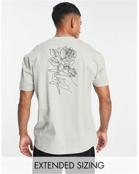 ASOS - T-shirt comoda grigia con stampa di fiore sulla schiena - Lyst