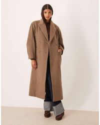 ASOS - Brushed Coat With Dome Sleeve And Skinny Belt - Lyst