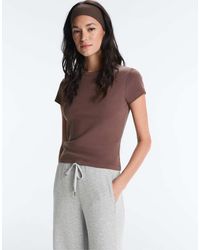 Oysho - Fitted Rib Cotton Blend T-Shirt - Lyst