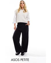 ASOS - Asos design petite - pantalon taille haute à pinces en lin mélangé - Lyst