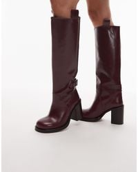 ASOS - Casper Premium Leather Round Toe Knee Boots - Lyst