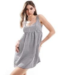 Collusion - Poplin Mini Smock Dress With Notch Neck - Lyst