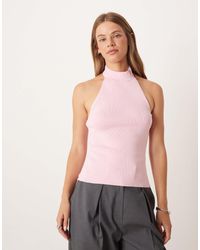 Mango - Compact Knit High Neck Halter Top - Lyst