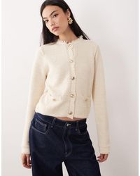 Mango - Cotton Mix Compact Knit Cardigan With Gold Buttons - Lyst