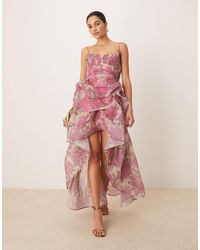 ASOS - Organdie Maxi Dress With Manipulated Skirt And High-Low Hem - Lyst