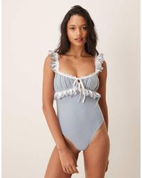 For Love & Lemons - Daisy Lane Embroidered Anchor One Piece Swimsuit - Lyst