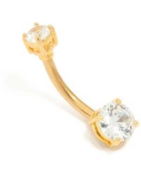 Lovisa - Plated Titanium Cubic Zirconia Mini & Medium Belly Bar - Lyst