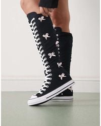 Converse - Zapatillas De Deporte Por La Rodilla Negras Con Lazos Chuck Taylor All Star Knee Hi Trainers - Lyst