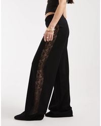 ASOS - Wide Leg Trouser With Lace Panel - Lyst