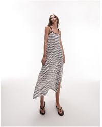 TOPSHOP - Tie Shoulder Knit Beach Maxi Dress - Lyst