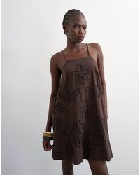 TOPSHOP - Beaded Strap Trapeze Mini Dress With 3d Cording - Lyst