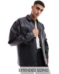 ASOS - Oversized Faux Leather Shacket - Lyst