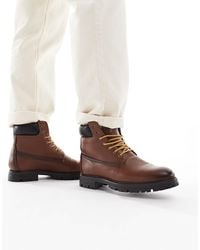 ASOS - – worker-stiefel zum schnüren aus braunem leder - Lyst