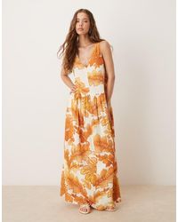 ASOS - Halter Neck Linen Drop Waist Maxi Dress - Lyst