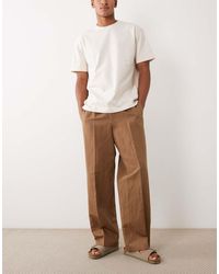 ASOS - Linen Rich Tailored Wide Leg Pull On Pants - Lyst