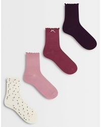 Lindex - 4 Pack Lettuce Edge Floral And Bow Applique Socks - Lyst
