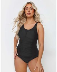 Yours Clothing - Ruched Mesh Tummy Control Swimsuit - Lyst
