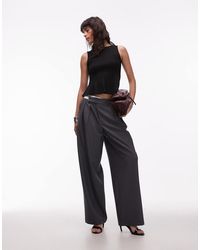 ASOS - Decon Tailored Wide Leg Deconstructed Contrast Waistband Trousers - Lyst