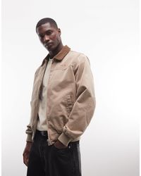 Schott Nyc - Bomber en toile à col contrastant - taupe - Lyst