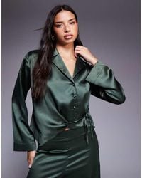 ASOS - Satin Wrap And Drape Detail Co-ord Shirt - Lyst