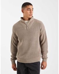New Look - Fisherman Knit 1/4 Zip Jumper - Lyst