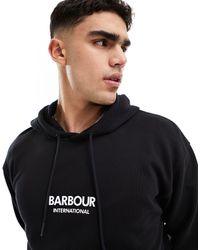Barbour - International - simons - felpa con cappuccio nera con logo - Lyst