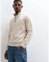 Polo Ralph Lauren - Icon Logo Double Knit Quarter Zip Sweatshirt - Lyst