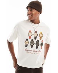 ASOS - T-Shirt Oversize Squadrata Sporco Con Stampa Di Orologi Sul Davanti - Lyst
