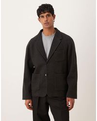 ASOS - Blazer coupe carrée aspect laine - marron - Lyst