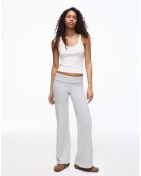 Bershka - Flared Plush Trousers With Patch - Lyst
