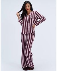 Boux Avenue - Oversized Striped Long Pyjama Set Satin Top And Trousers Pj - Lyst