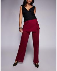 ASOS - Mixed Fabric Mesh Trouser With Tie Side Skirt Overlay - Lyst