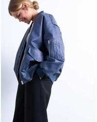 TOPSHOP - Faux Leather Washed Ma1 Bomber Jacket - Lyst