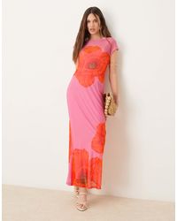 Never Fully Dressed - Sleeveless Poppy Print Mesh Maxi Dress - Lyst