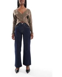 ONLY - Juicy High Waisted Wide Leg Jeans With Contrast Stitch - Lyst