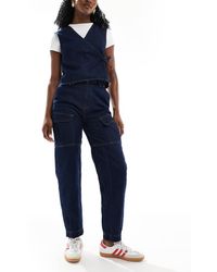 ASOS - Vaqueros Utilitarios De Corte Tapered Con Acabado Enjuagado De -Azul Marino - Lyst